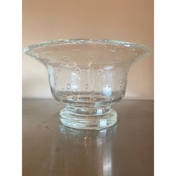 Bubble/Seeded MCM transparent handblown glass bowl/vase - Picture 1 of 6